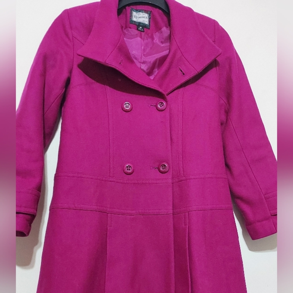 Rothschild Fuchsia Wool Coat Girl Sz-16 - Picture 4 of 9